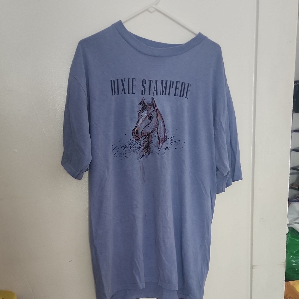 Blue Short Sleeve Tee with Graphic Design